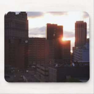 Detroit Skyline Early in Morning Mousepad
