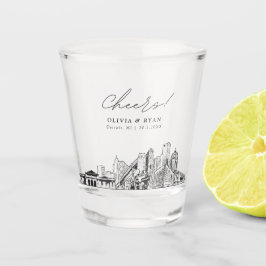 Detroit Skyline Gastgeschenk Hochzeit Cheers Shot  Schnapsglas