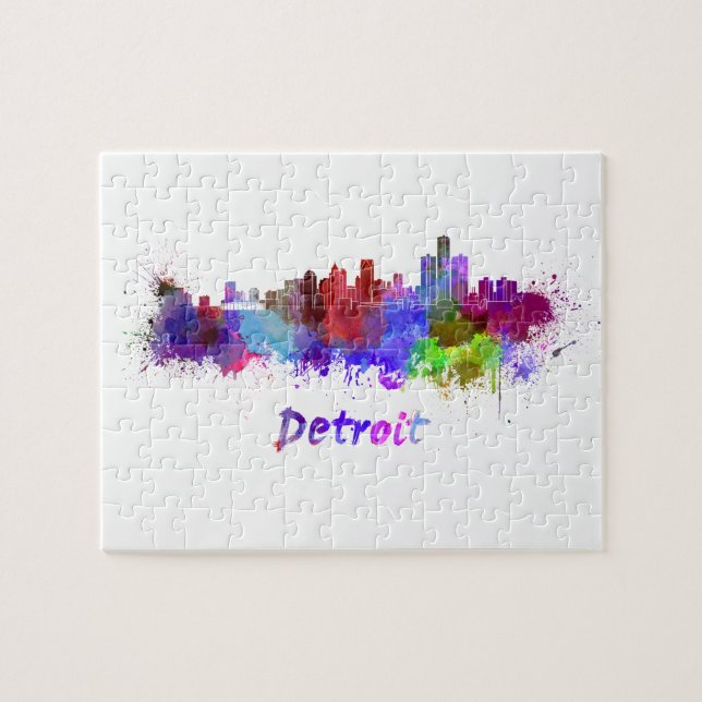 Detroit skyline im Watercolor (Horizontal)