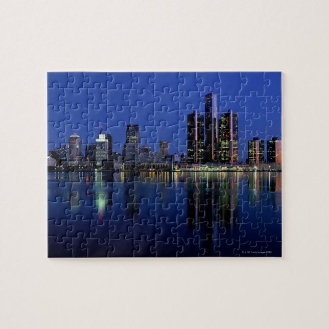 Detroit Skyline in der Nacht (Horizontal)