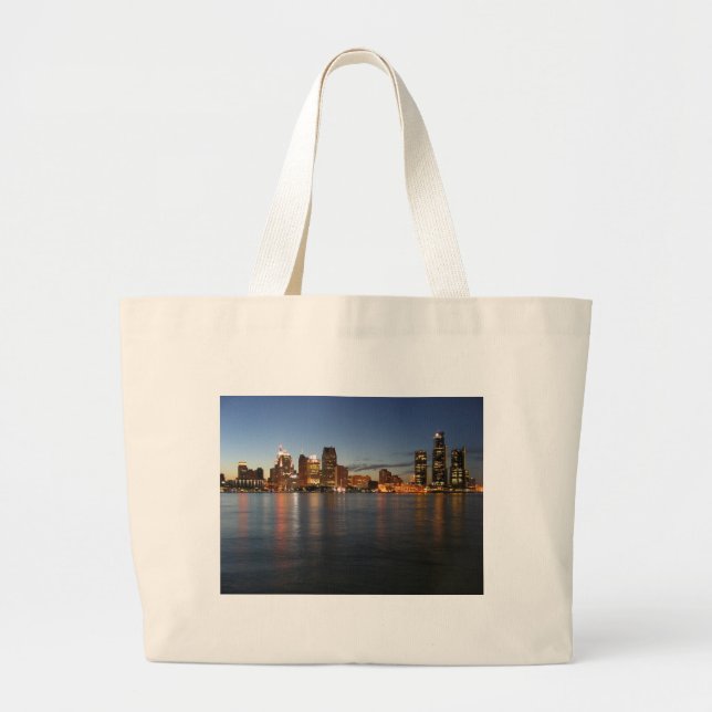 Detroit-Skyline Jumbo Stoffbeutel (Vorne)