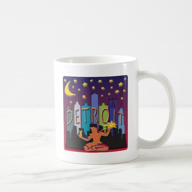 Detroit-Skyline-Mega- Farbe Kaffeetasse (Rechts)