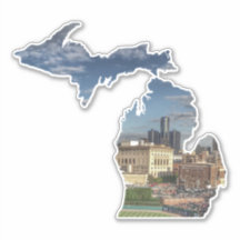 Detroit Skyline Michigan Sticker