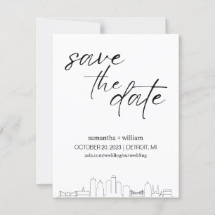 Detroit Skyline MINIMALIST Save The Date Einladung