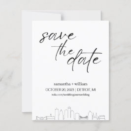 Detroit Skyline MINIMALISTISCH Save the Date Einladung