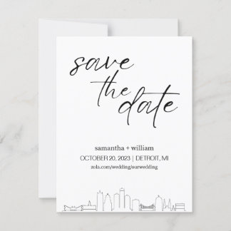 Detroit Skyline MINIMALISTISCH Save the Date Einladung