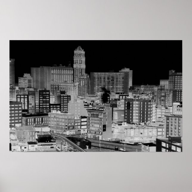 Detroit Skyline Negative Poster (Vorne)