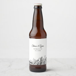 Detroit Skyline Personalisiert Bierflaschenetikett