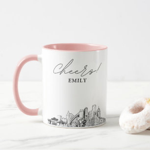 Detroit Skyline Personalisierte Hochzeitskaffee-Ta Tasse