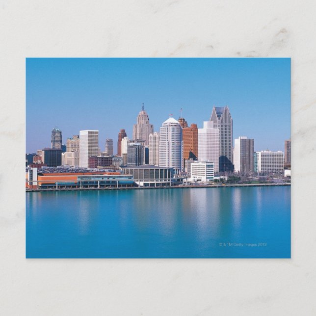 Detroit Skyline Postkarte (Vorderseite)