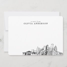 Detroit Skyline Sketch Personalisierte Mitteilungs Mitteilungskarte