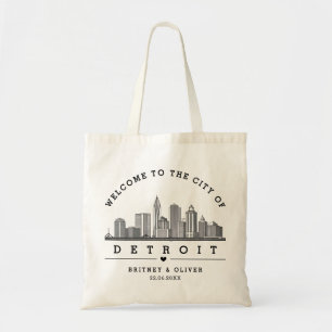 DETROIT Skyline-Tasche – Individuelles Hochzeitsge Tragetasche