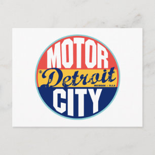 Detroit Vintage Label Postkarte