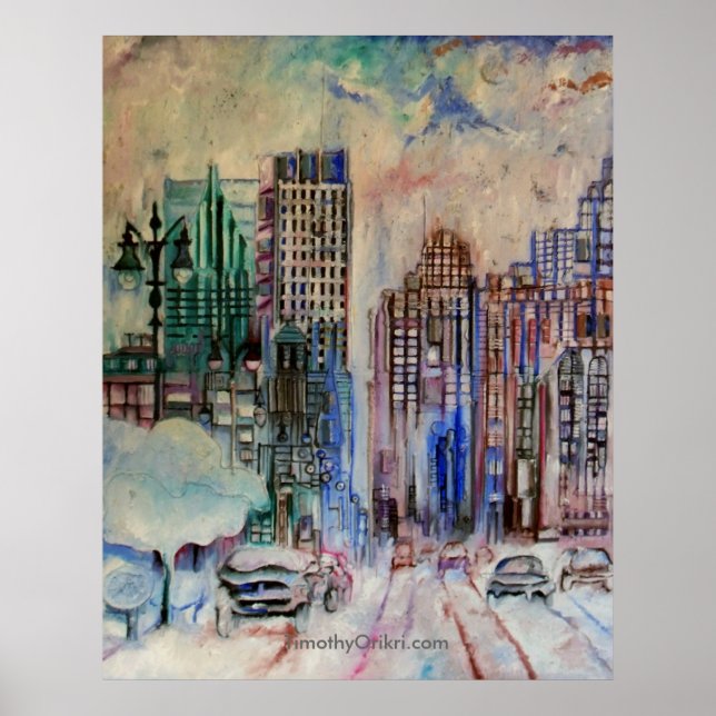 Detroit Wintry Halcyon Canvas Print Poster (Vorne)