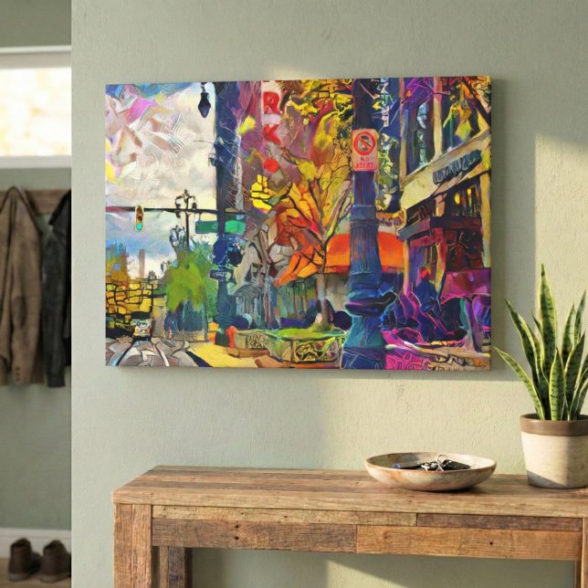 Detroits Abstraktes Stadtspektrum Leinwanddruck (Detroit's Bold Side)