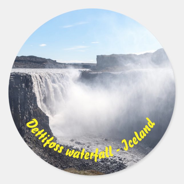 Dettifoss Wasserfall in Vatnajokull NP - Island Runder Aufkleber (Vorderseite)