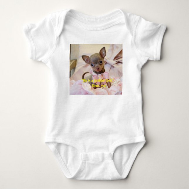 Deut. Scripture Chihuahuas Baby Strampler (Vorderseite)