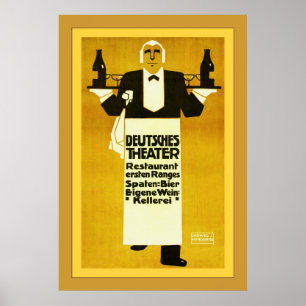 Deutches Theater Restaurant ~ Vintage Werbung Poster