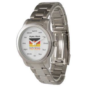 Deutchland and German Flag with Your Name Armbanduhr