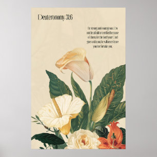 Deutéronome 316 Verset Biblique Art Mural – Floral