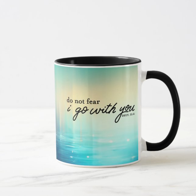 Deuteronomie 31:6 keine Angst Bibel Verse Blau Tasse (Rechts)
