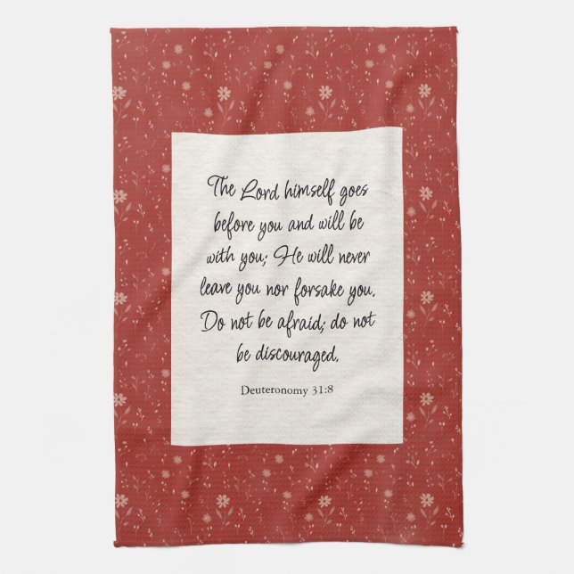 Deuteronomie 31:8 Bibel Verse Bild Geschirrtuch (Vertikal)