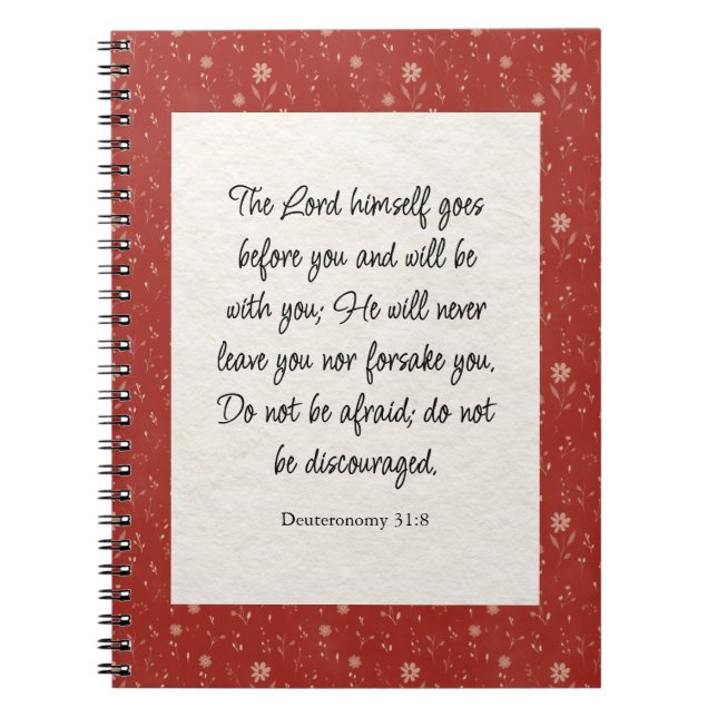 Deuteronomie 31:8 Bibel Verse Bild Notizblock (Vorderseite)