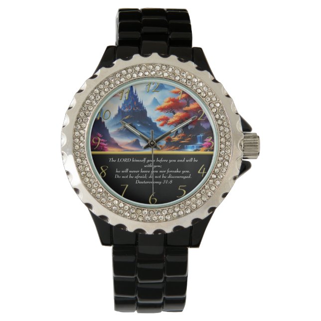 Deuteronomie 31:8 Klettersee Armbanduhr (Vorderseite)