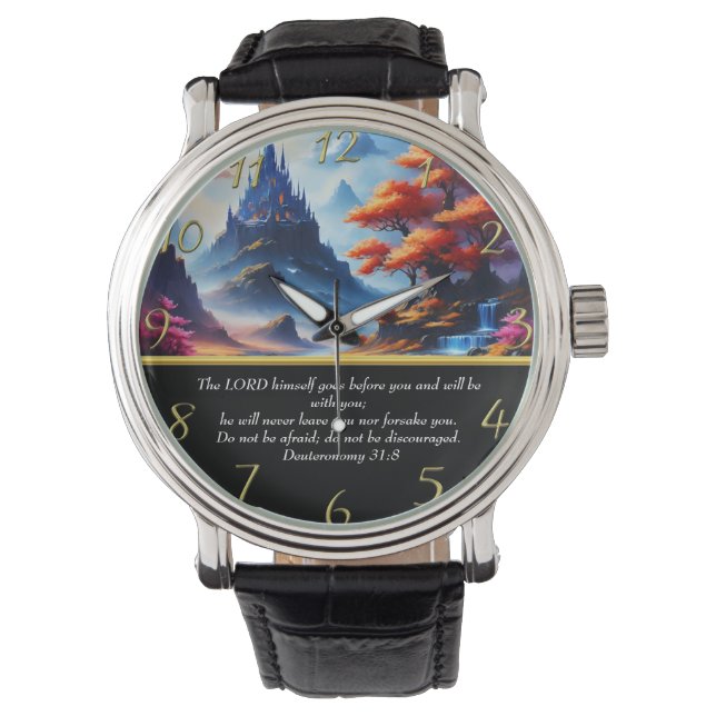 Deuteronomie 31:8 Klettersee Armbanduhr (Vorderseite)