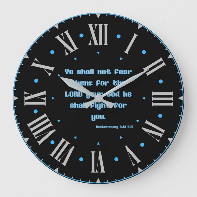 Deuteronomie 3:22 KJV Bible Verse Roman Numeral Große Wanduhr (Vorderseite)
