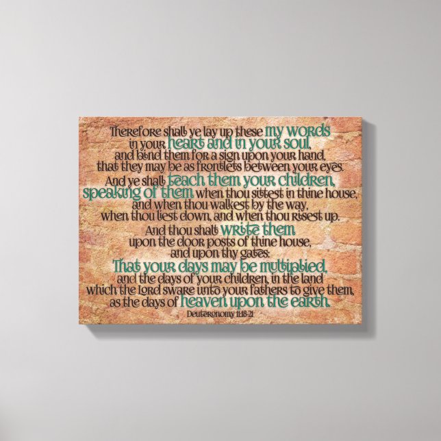 Deuteronomy 11 Bible Verse Christliche Schrift Kun Leinwanddruck (Vorderseite)