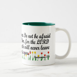 Deuteronomy 31:6 zweifarbige tasse
