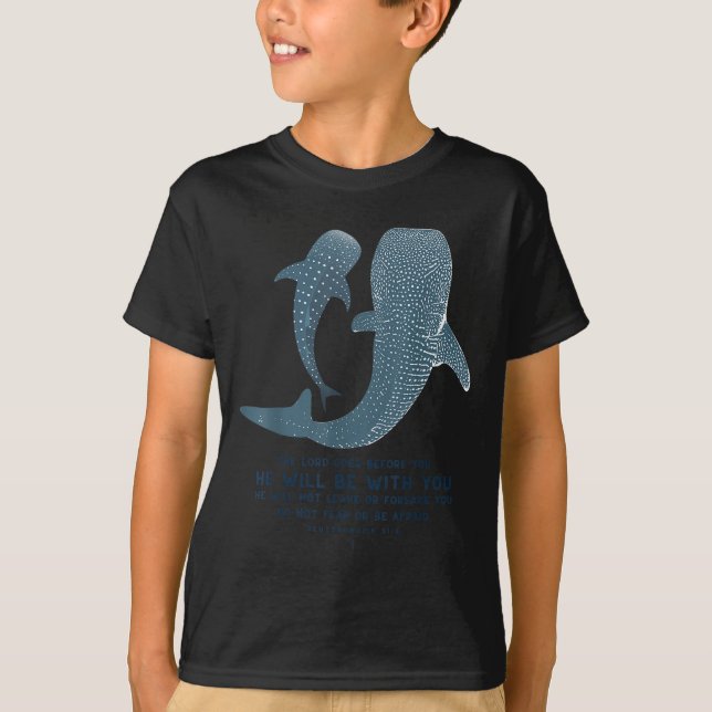Deuteronomy 31_8 Whale Shark Christian Faith Pun O T-Shirt (Vorderseite)