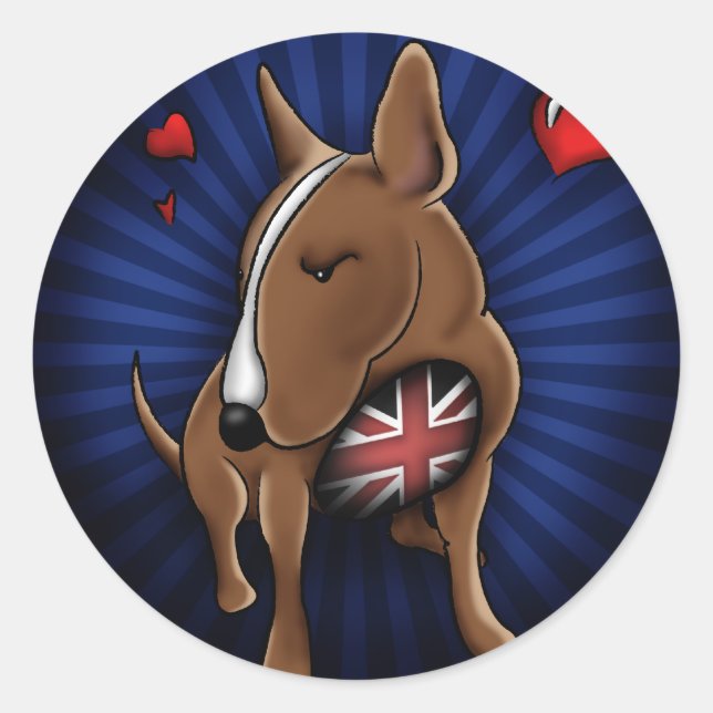 Deutlich Niedliche englische Bull Terrier Illustra Runder Aufkleber (Vorderseite)