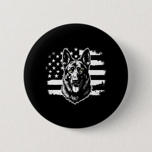 Deutsch Amerikanische Flagge 4. Juli Shepherd Hund Button