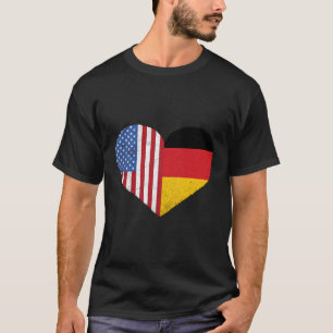 Deutsch-Amerikanische Flagge Herz Deutschland USA T-Shirt