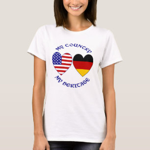 Deutsch-Amerikanische Herzen-Flagge-Erbe Damen T-Shirt