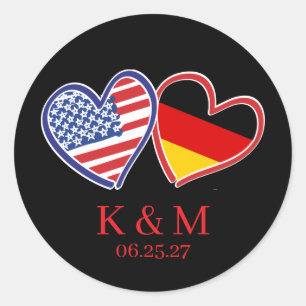 Deutsch-amerikanische Hochzeit Runder Aufkleber