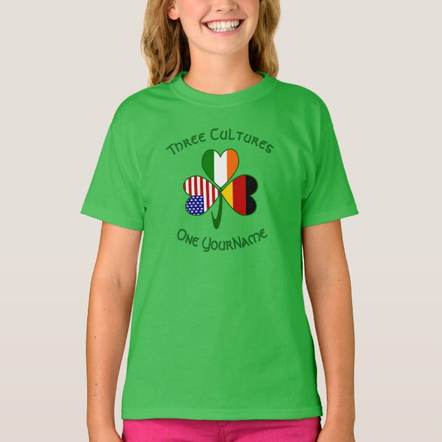 Deutsch-amerikanisches Kleeblatt Personalisiert Gi T-Shirt (Vorderseite)