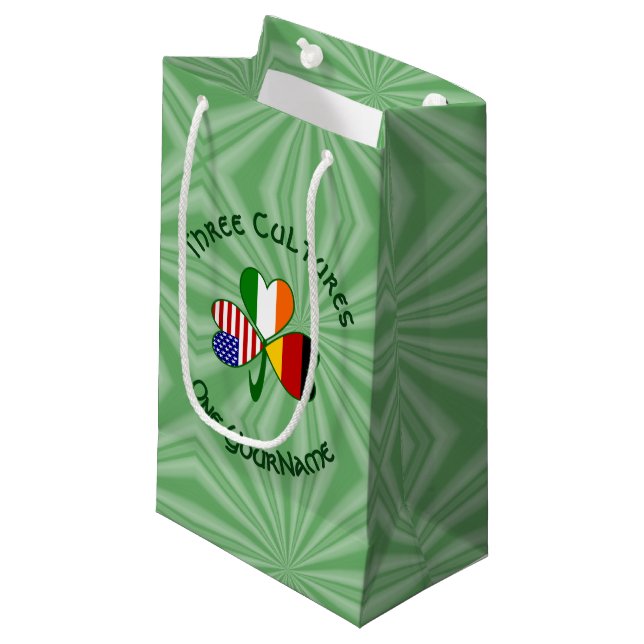 Deutsch-Amerikanisches Kleeblatt Personalisiert Kleine Geschenktüte (Vorderseite Schrägansicht)