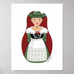 Deutsch, Bayerisches Matryoshka-Poster Poster