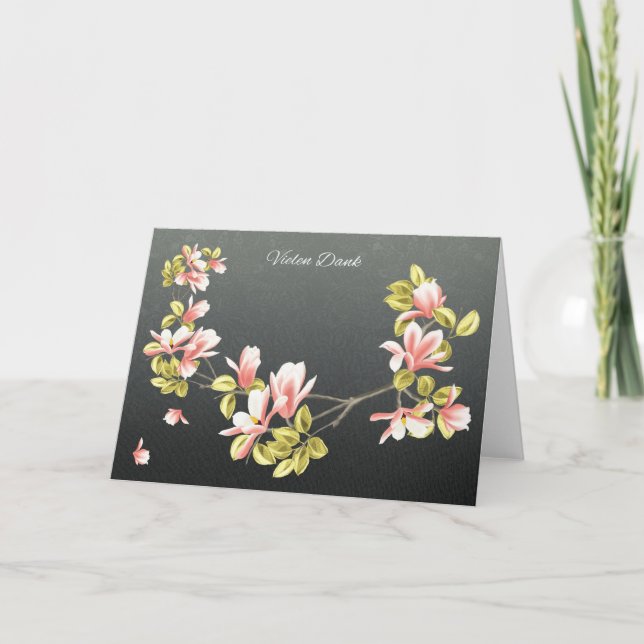 Deutsch Danke Karte mit hübsch rosa Magnolia (Vorderseite)