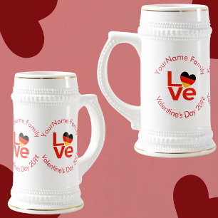 Deutsch Deutsche rote LOVE-Herzflagge Bierglas