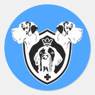 Deutsch-Doggen-Wappen schwarz weiß Runder Aufkleber