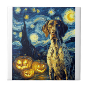 Deutsch Drahthaar 1 Süßer Hund Halloween Ja Fliese