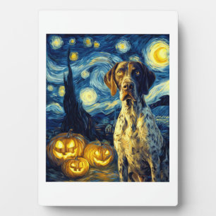 Deutsch Drahthaar 1 Süßer Hund Halloween Ja Fotoplatte