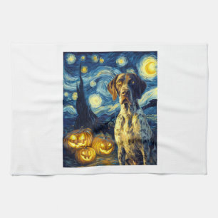 Deutsch Drahthaar 1 Süßer Hund Halloween Ja Geschirrtuch
