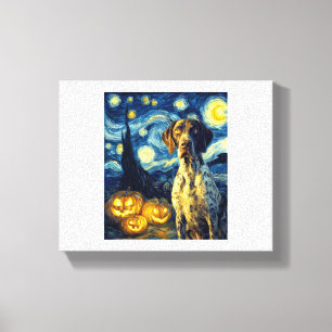 Deutsch Drahthaar 1 Süßer Hund Halloween Ja Leinwanddruck