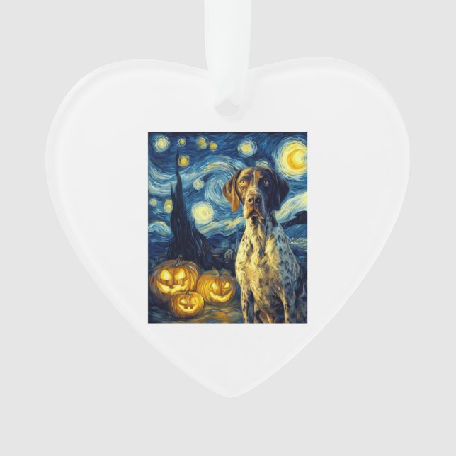 Deutsch Drahthaar 1 Süßer Hund Halloween Ja Ornament (Vorderseite)