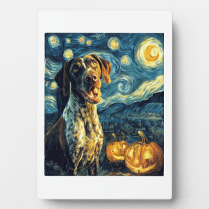 Deutsch Drahthaar 2 Süßer Hund Halloween Ja Fotoplatte
